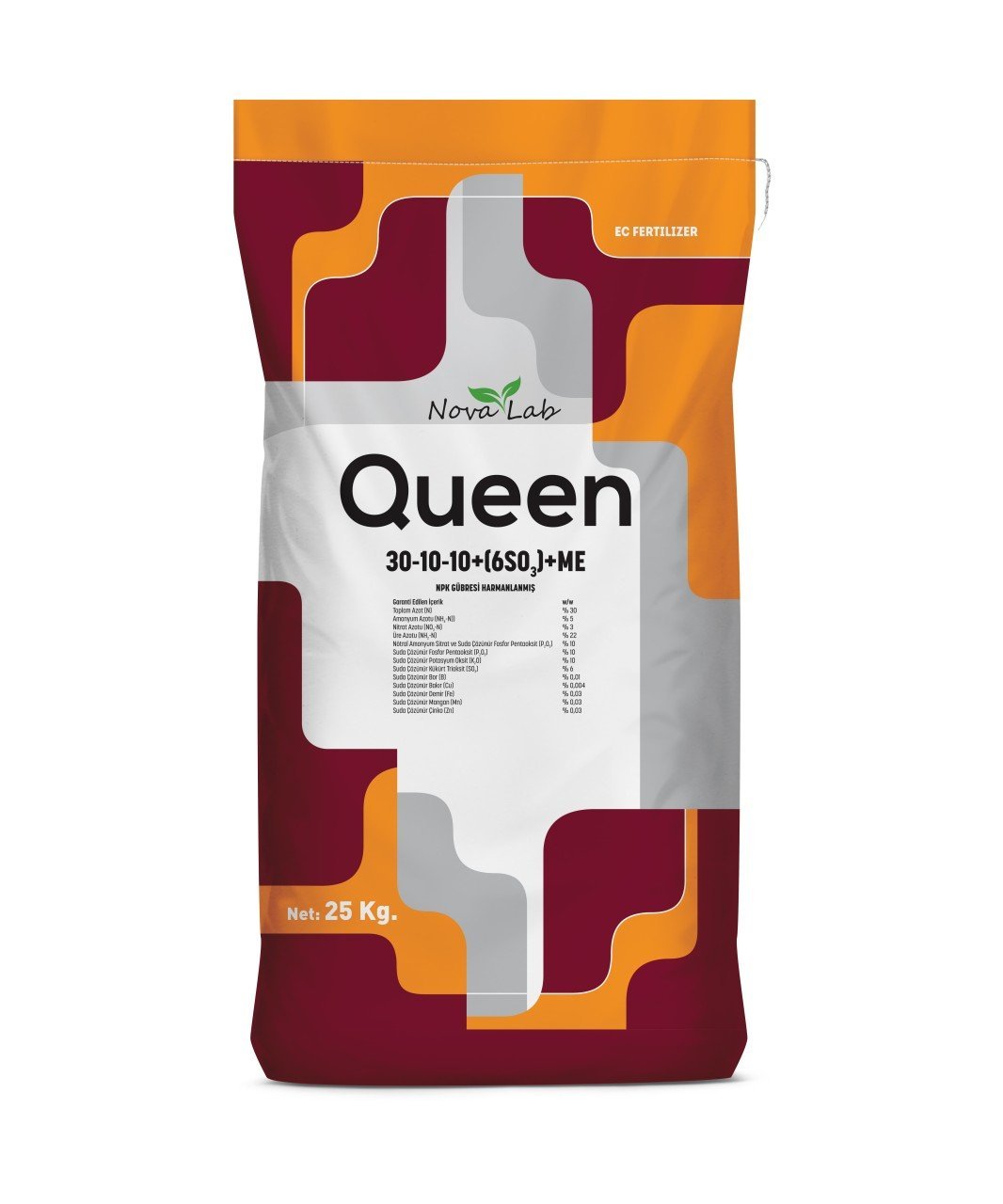 QUEEN 30 10 10  + (6SO3)+ME Npk Gübre / Suda Çözünür Damlama Gübresi 25 Kg